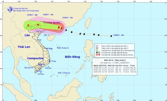 Thời tiết ngày 24/8: Đông Bắc Bộ mưa lớn do ảnh hưởng của bão Hato
