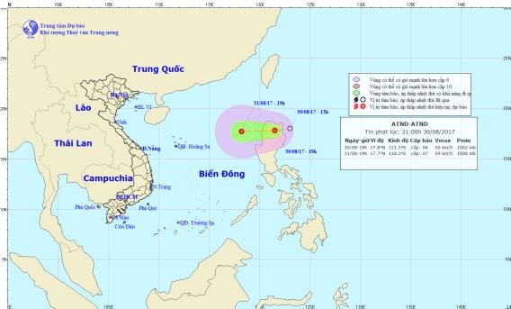 Thời tiết ngày 31/8: Xuất hiện áp thấp nhiệt đới trên biển Đông