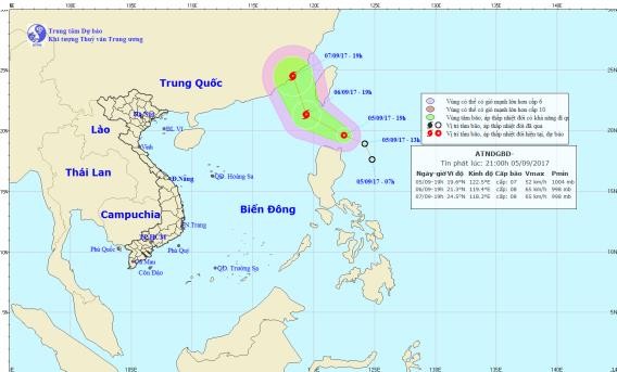 Thời tiết ngày 6/9: Xuất hiện áp thấp nhiệt đới trên biển Đông
