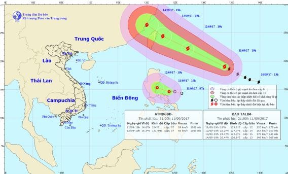 Thời tiết ngày 12/9: Xuất hiện bão và áp thấp nhiệt đới trên biển Đông