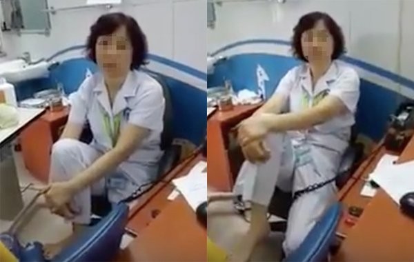 Nữ bác sĩ gác chân lên ghế tại BV Mắt bị xử lý