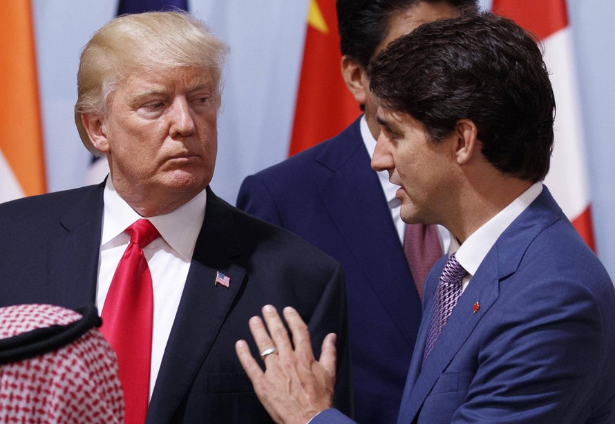 Tổng thống Mỹ Donald Trump và Thủ tướng Canada Justin Trudeau
