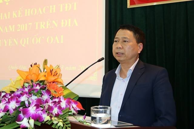 Chủ tịch UBND huyện Quốc Oai Nguyễn Hồng Lâm. Ảnh: Cổng TTĐT huyện Quốc Oai