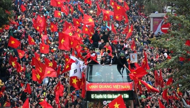 Lễ diễu hành của U23 Việt Nam. Ảnh: Vietnamnet