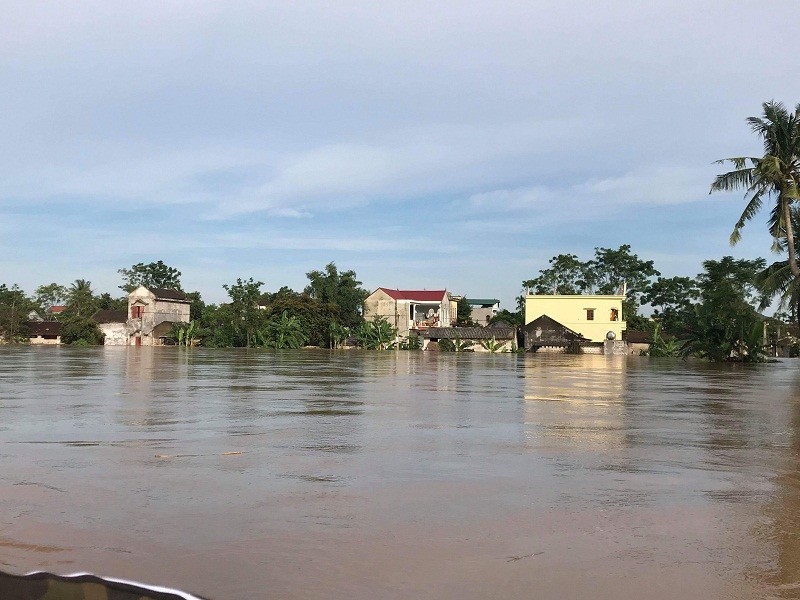 Nhiều nơi tại huyện Vĩnh Lộc đã bị chia cắt do nước lũ. Ảnh: Báo Thanh Hóa