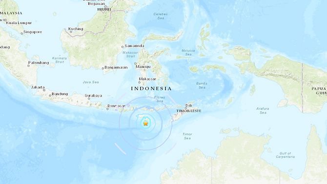 Động đất liên tiếp xảy ra tại đảo Sumba của Indonesia 