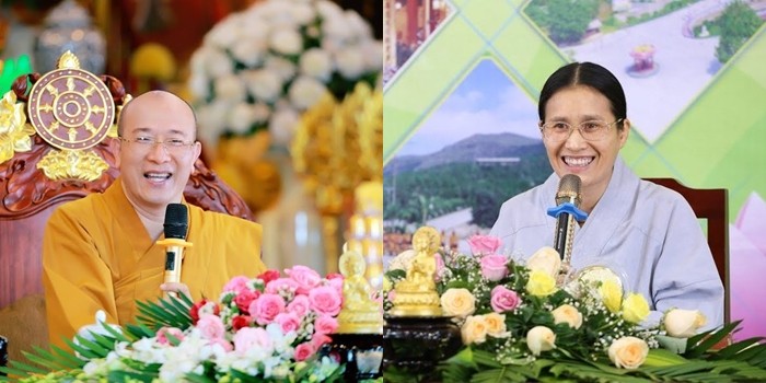 Đại đức Thích Trúc Thái Minh (trái) và bà Phạm Thị Yến (phải).