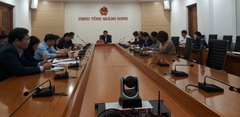 Chủ tịch UBND tỉnh Quảng Ninh Nguyễn Đức Long chủ trì cuộc họp. Ảnh: VOV