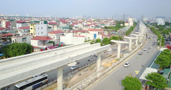 Một đoạn đường sắt tuyến Nhổn-ga Hà Nội. Ảnh: Kinh Tế Đô Thị
