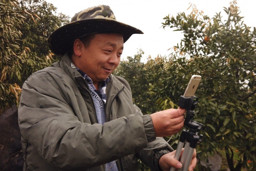Thu nhập chính của ông Zhong Haihui đến từ việc bán nông sản trực tuyến. Ảnh: SCMP