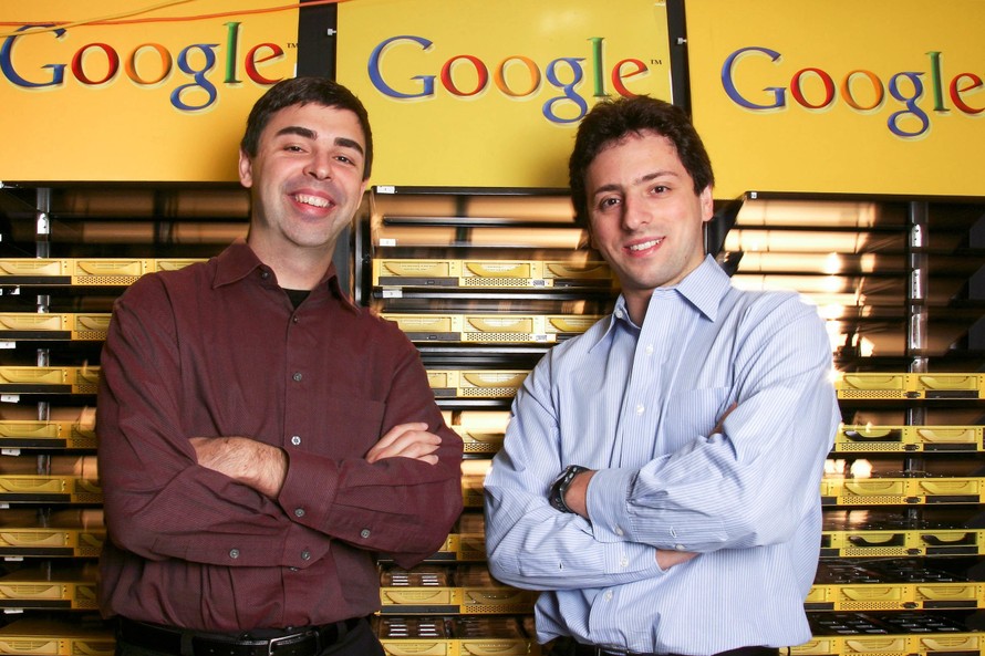 Hai nhà đồng sáng lập Google Larry Page (trái) và Sergey Brin (phải).