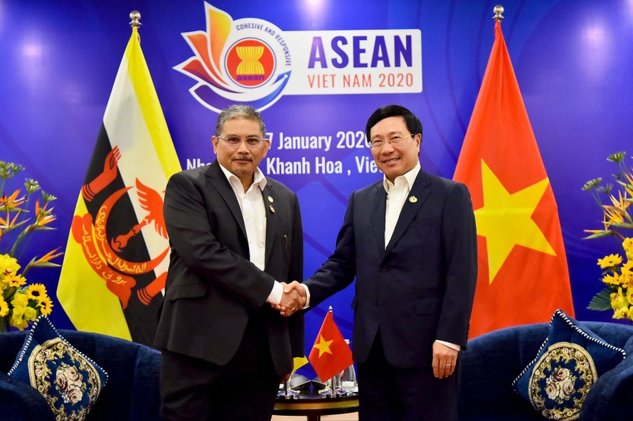 Phó Thủ tướng Phạm Bình Minh tiếp Bộ trưởng Ngoại giao Brunei Dato Erywan Pehin Yusof.