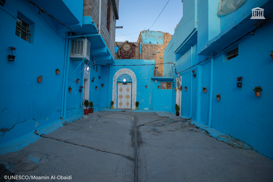 Khu phố cổ Mosul lột xác trong màu xanh 