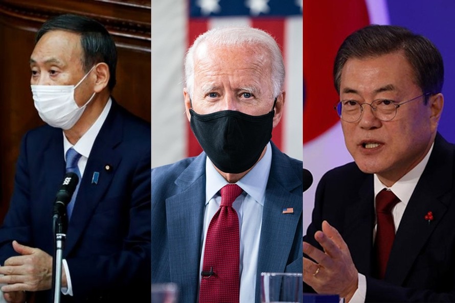 Lãnh đạo Hàn, Nhật điện đàm với ông Joe Biden