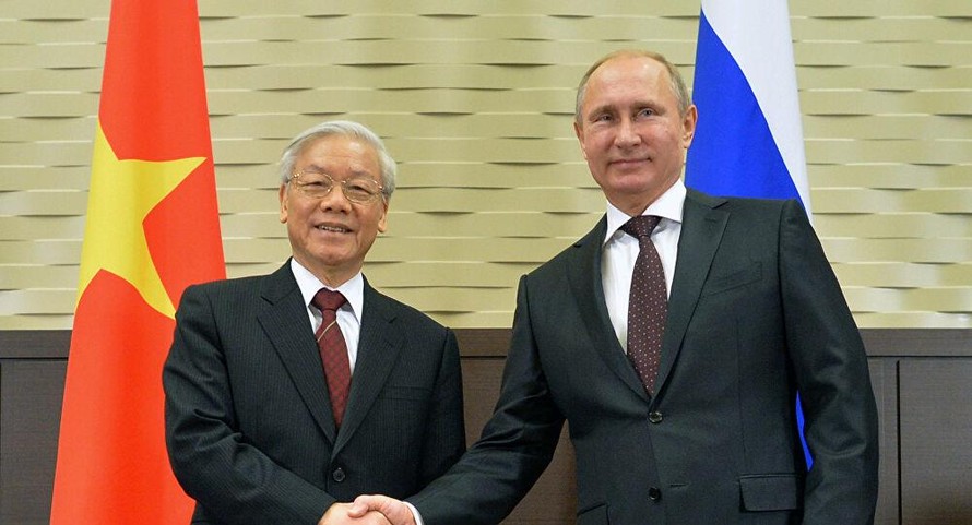 Tổng Bí thư Nguyễn Phú Trọng và Tổng thống Liên bang Nga V.Putin. Ảnh: Sputnik