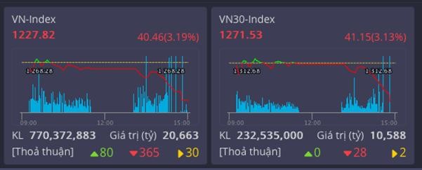 Thị trường tụt mạnh, VN30 không mã nào tăng giá 