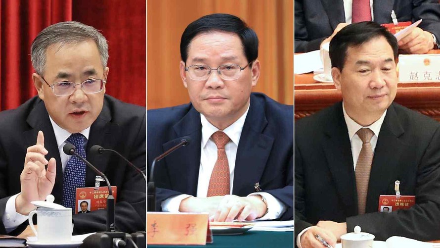 Ba ứng viên cho vị trí Thủ tướng Trung Quốc (từ trái qua phải): Hồ Xuân Hoa, Lý Cường, Lý Hi.