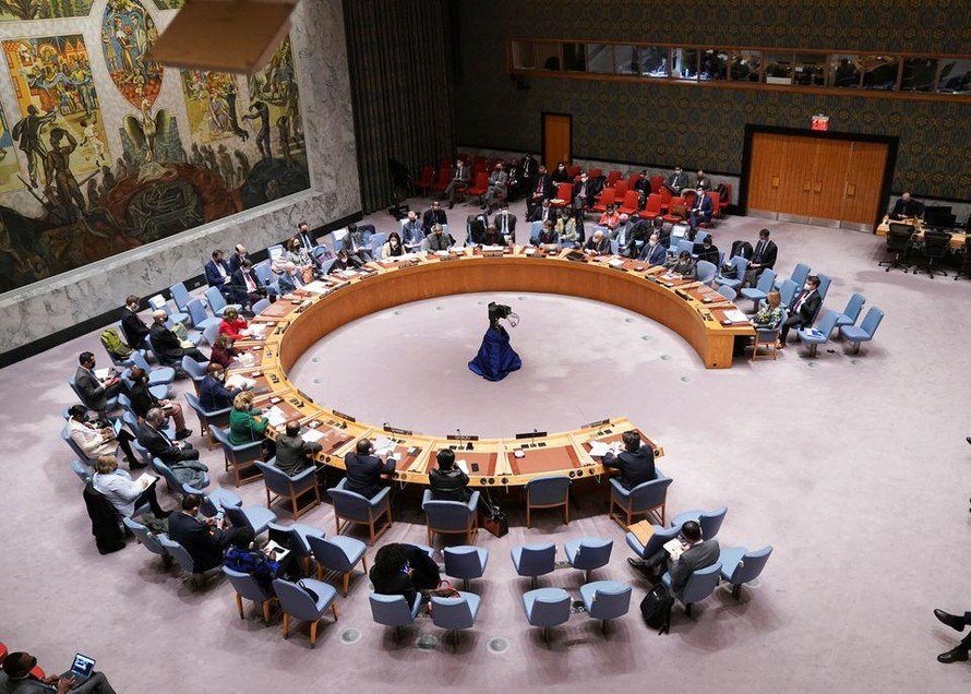 Hội đồng Bảo an Liên Hợp Quốc nhóm họp sau khi Nga công nhận hai khu vực ly khai ở miền đông Ukraine. Ảnh: Reuters