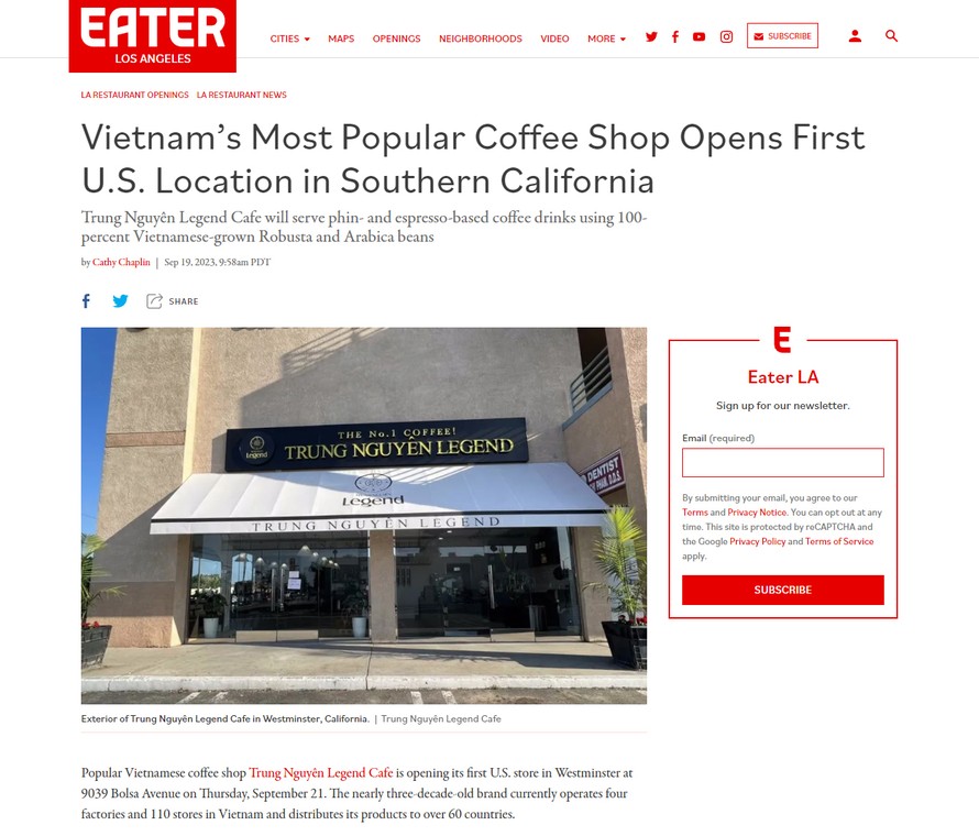 Sự kiện này đánh dấu bước tiến mạnh mẽ của thương hiệu số 1 Trung Nguyên Legend trên hành trình chinh phục các thị trường hàng đầu thế giới: Mỹ, Trung Quốc, Nhật Bản, Hàn Quốc, Dubai, Pháp và các quốc gia khu vực Đông Nam Á, châu Á, châu Âu …, nỗ lực đưa cà phê và văn hóa cà phê Việt Nam ra toàn cầu. 