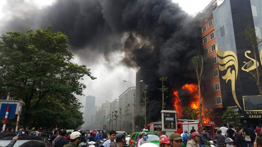 Vụ cháy kinh hoàng tại đường Trần Thái Tông/ ảnh: internet