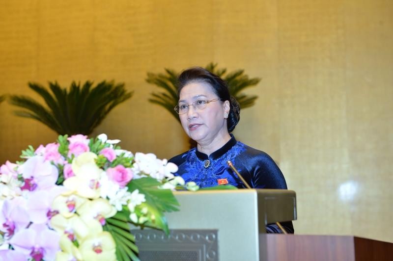 Chủ tịch Quốc Hội Nguyễn Thị Kim Ngân phát biểu khai mạc kỳ họp thứ 4, Quốc hội khóa XIV.