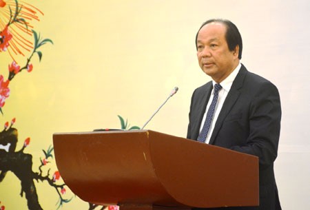 Bộ trưởng, Chủ nhiệm VPCP Mai Tiến Dũng phát biểu tại buổi gặp mặt báo chí. Ảnh: Gia Huy