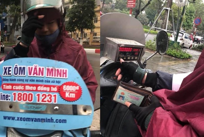 Tài xế xe ôm Văn Minh, người bị tố đã "chặt chém" 500.000 đồng cho đoạn đường dài khoảng 10km (Ảnh: Nhân vật cung cấp)