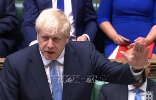 Thủ tướng Anh Boris Johnson phát biểu tại London ngày 25/7/2019. Ảnh: AFP/TTXVN
