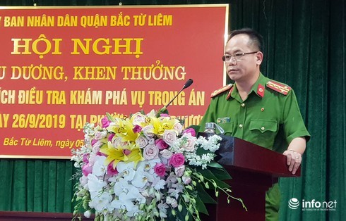 Đại tá Nguyễn Thanh Tùng – Phó Giám đốc, Thủ trưởng cơ quan cảnh sát điều tra CATP Hà Nội phát biểu tại hội nghị.