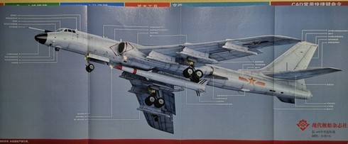 Hình vẽ minh họa máy bay ném bom Trung Quốc mang tên lửa phóng từ trên không mới.