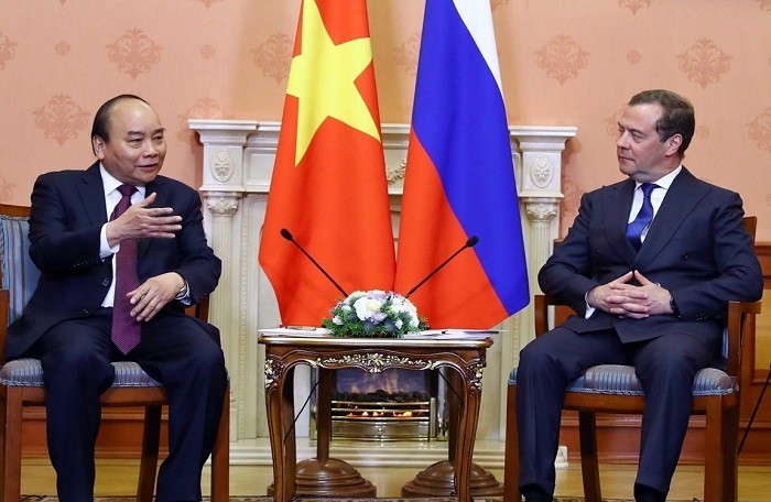 Thủ tướng Chính phủ Nguyễn Xuân Phúc hội đàm với người đồng cấp Nga Dmitri Medvedev tại Moscow ngày 22/5.