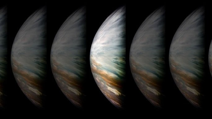 Bầu khí quyển sao Mộc có lượng hơi nước khá dồi dào - (ảnh: NASA/JPL-Caltech/SwRI/MSSS/Kevin M. Gill).