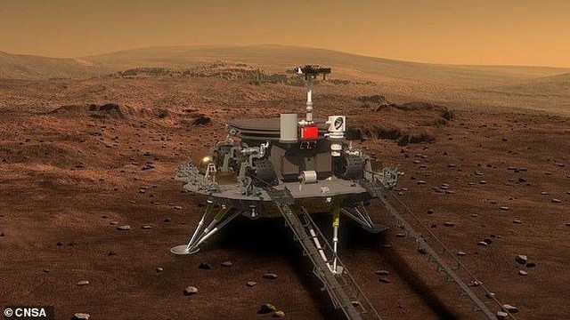 Đây là ví dụ về hình dáng của xe tự hành Tianwen khi nó đáp xuống sao Hỏa vào năm tới. Nó sẽ mang theo 13 dụng cụ khoa học và tìm kiếm nước sao Hỏa