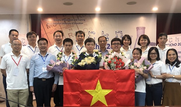 Đội tuyển Olympic Việt Nam đạt thành tích cao nhất trong lịch sử dự thi Olympic Hóa học quốc tế. (Ảnh: PV/Vietnam+)