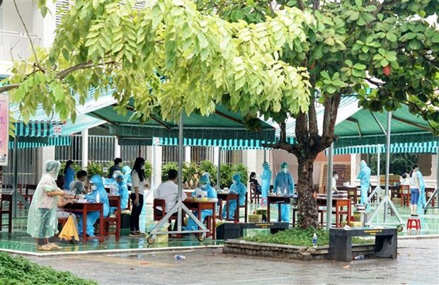 Một điểm xét nghiệm cộng đồng tại Đà Nẵng. (Nguồn: TTXVN)
