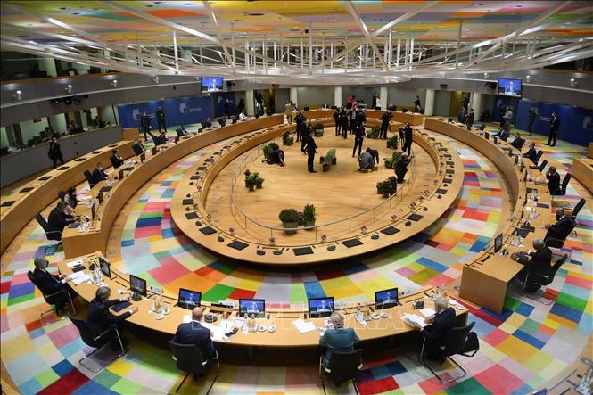 Toàn cảnh Hội nghị thượng đỉnh đặc biệt EU tại Brussels, Bỉ ngày 1/10/2020. Ảnh: AFP/TTXVN