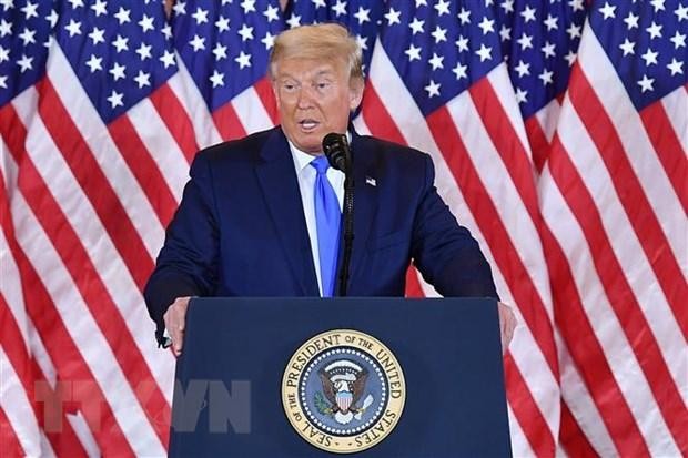 Tổng thống Mỹ Donald Trump phát biểu tại Washington, DC ngày 4/11/2020. (Nguồn: AFP/TTXVN)