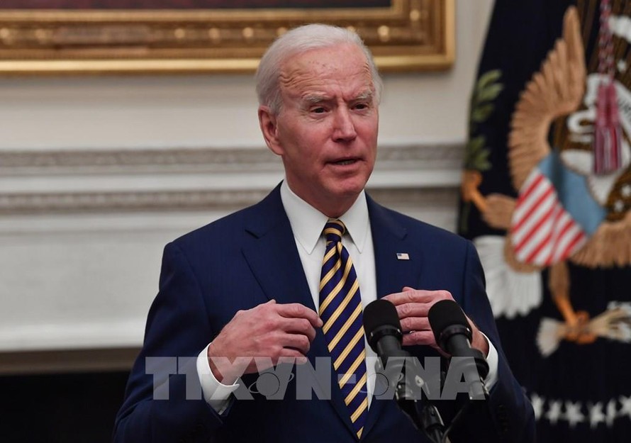Tổng thống Mỹ Joe Biden phát biểu tại Nhà Trắng ở Washington, DC, ngày 22/1/2021. Ảnh: AFP/ TTXVN