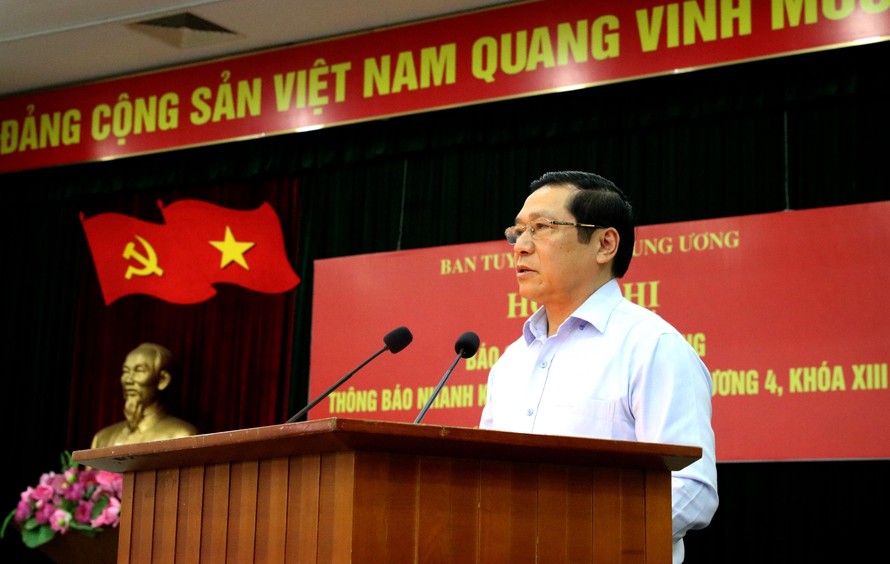 Đồng chí Lại Xuân Môn, Uỷ viên Trung ương Đảng, Phó Trưởng ban Thường trực Ban Tuyên giáo Trung ương phát biểu tại Hội nghị. (Ảnh: TA)