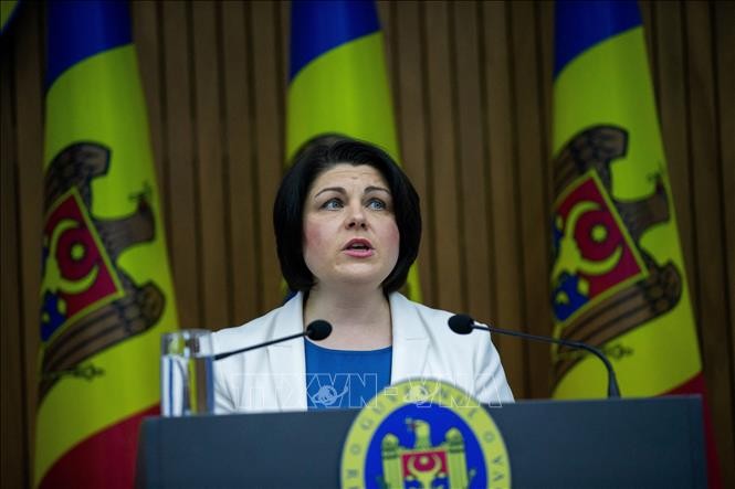 Thủ tướng Moldova Natalia Gavrilita phát biểu trong cuộc họp báo ở Chisinau ngày 9/5/2022. Ảnh: AFP/TTXVN