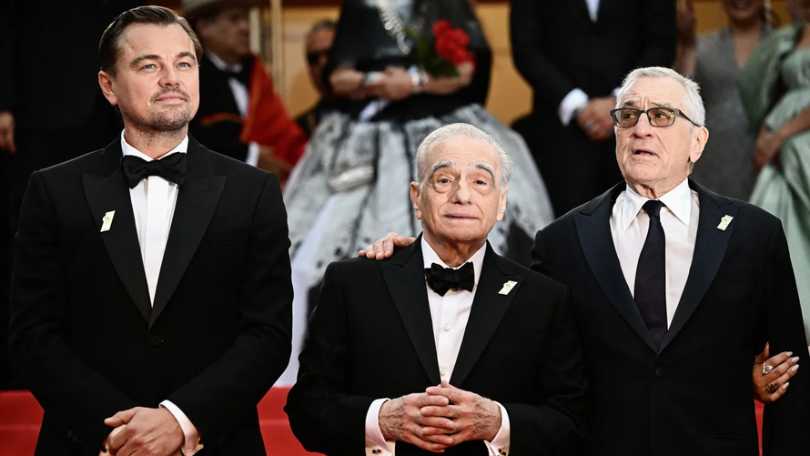 Bộ ba Martin Scorsese, Leonardo DiCaprio, Robert De Niro tại liên hoan phim Cannes. Ảnh: AFP