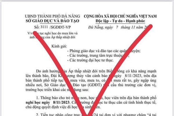 Đà Nẵng: Xuất hiện văn bản giả mạo cho học sinh nghỉ học ngày 8/11