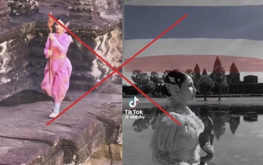 Xem xét xử lý TikToker Việt Nam ghép cờ Thái Lan vào clip Angkor Wat