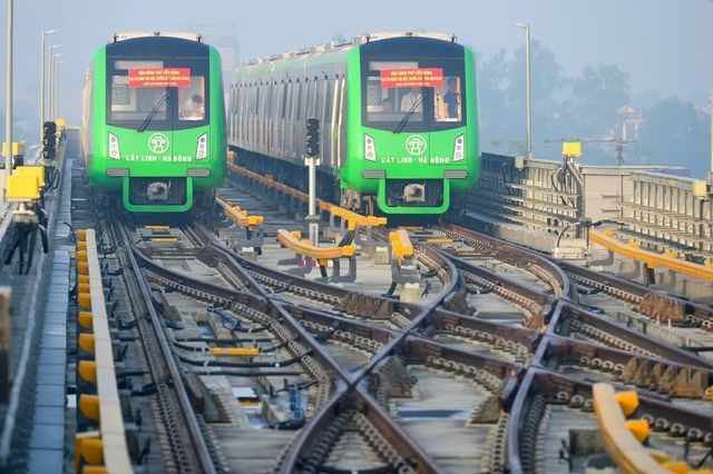 Bộ GTVT dự kiến vận hành thương mại tuyến đường sắt Cát Linh - Hà Đông trong tháng 4 tới. (Ảnh: Toàn Vũ)