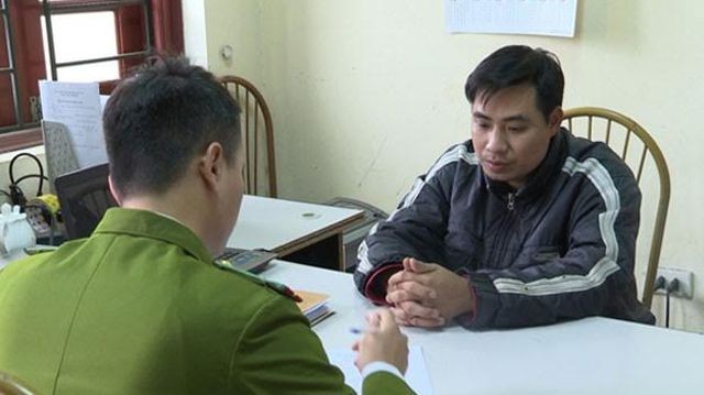 Bị can Nguyễn Trọng Trình tại cơ quan công an.
