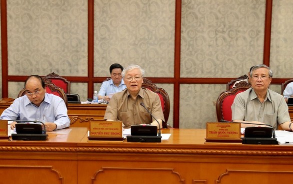 Tổng Bí thư, Chủ tịch nước Nguyễn Phú Trọng chủ trì họp Bộ Chính trị. - Ảnh: TTXVN