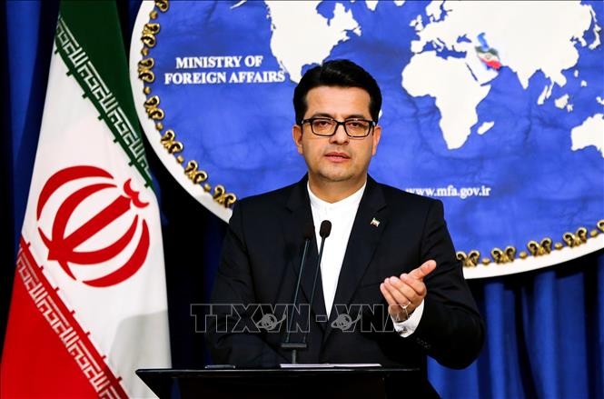 Người phát ngôn Bộ Ngoại giao Iran Abbas Mousavi phát biểu trong cuộc họp báo ở Tehran ngày 28/5/2019. Ảnh: AFP/ TTXVN