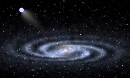 Ngôi sao S5-HVS1 bay cực nhanh ra xa khỏi trung tâm dải Ngân hà. Ảnh: arXiv.