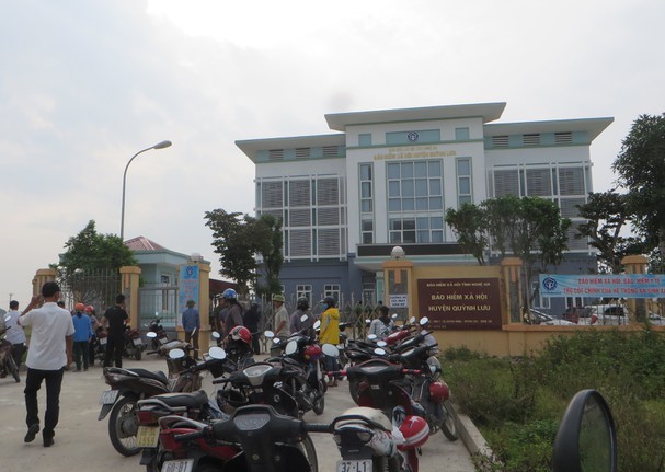 Trụ sở BHXH huyện Quỳnh Lưu, nơi phát hiện nam bảo vệ tử vong bất thường. - Ảnh: Báo Nghệ An