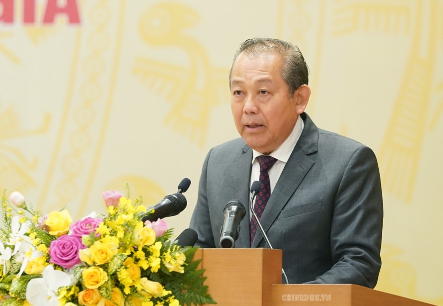 Phó Thủ tướng Trương Hòa Bình phát biểu tại hội nghị. - Ảnh: VGP/Quang Hiếu 